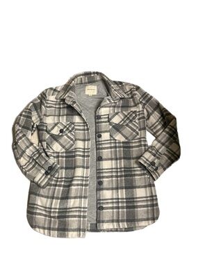 Thread & Supply Gray and Cream Plaid Shacket Jacket